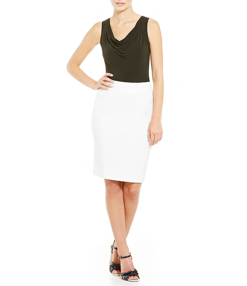 Calvin Klein Petite Size Drape Neck Matte Jersey Shell