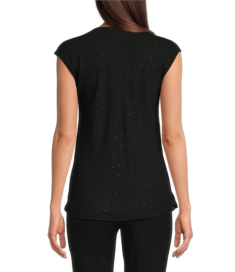 Calvin Klein Petite Size Cowl Neck Sparkle Clip Dot Top