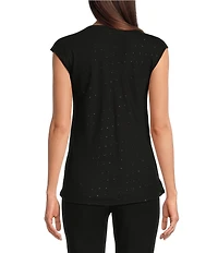Calvin Klein Petite Size Cowl Neck Sparkle Clip Dot Top