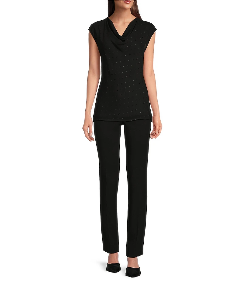 Calvin Klein Petite Size Cowl Neck Sparkle Clip Dot Top