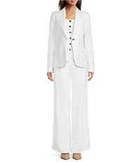 Calvin Klein Pinstripe Linen Blend One-Button Blazer