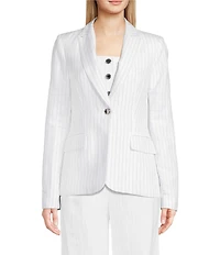 Calvin Klein Pinstripe Linen Blend One-Button Blazer