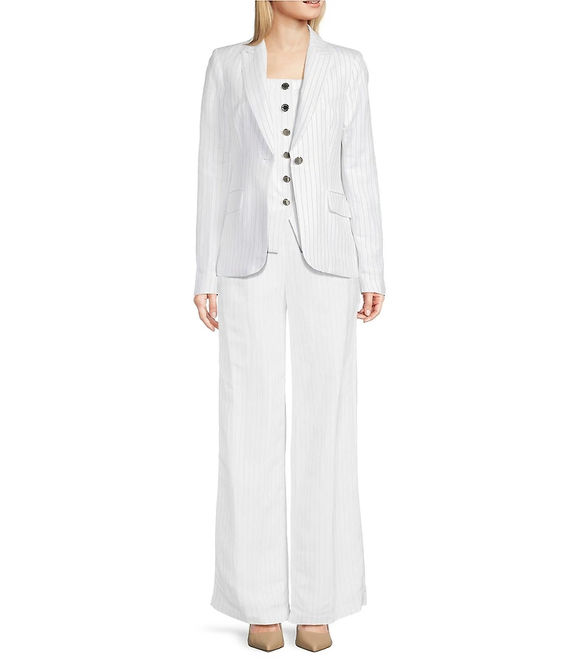 Calvin Klein Pinstripe Linen Blend Pants