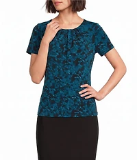 Calvin Klein Pintuck Crew Neck Short Sleeve Top