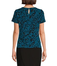 Calvin Klein Pintuck Crew Neck Short Sleeve Top