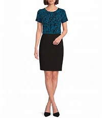 Calvin Klein Pintuck Crew Neck Short Sleeve Top