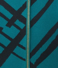 Calvin Klein Plaid Scuba Crepe 3/4 Sleeve Belted A-Line Midi Dress