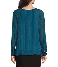 Calvin Klein Pleated Keyhole Raglan Long Sleeve Blouse