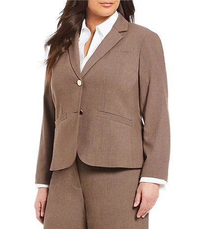 Calvin Klein Plus Size 2 Button Luxe Notch Collar Jacket