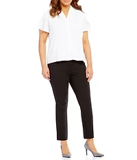 Calvin Klein Plus Size V-Neck Tulip Short Sleeve Blouse