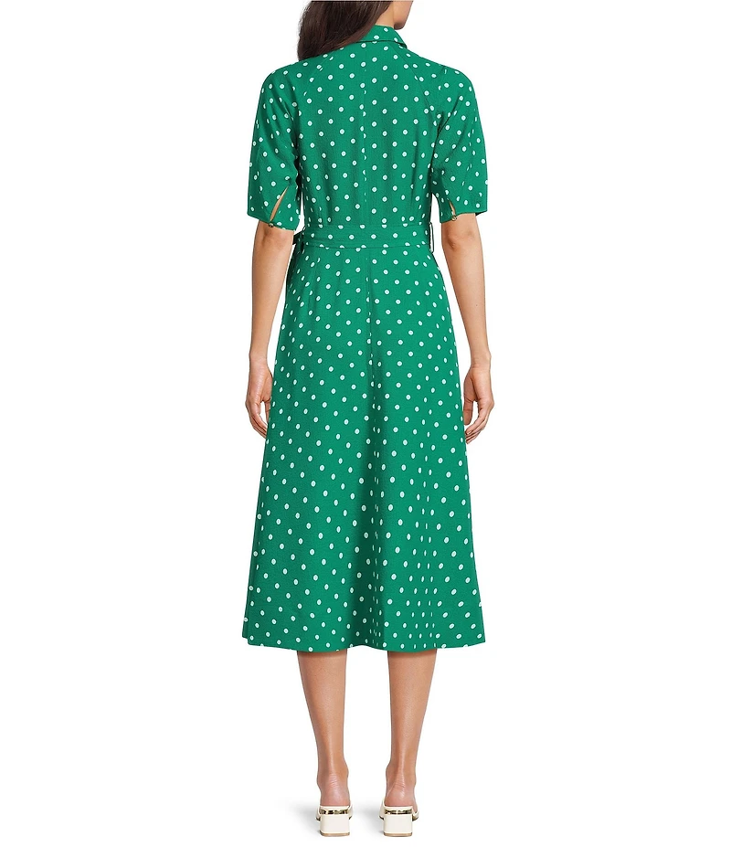 Calvin Klein Polka Dot Short Sleeve Midi Dress