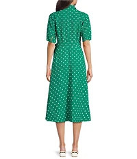 Calvin Klein Polka Dot Short Sleeve Midi Dress