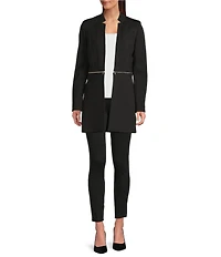 Calvin Klein Ponte Zipper Detail Open Front Topper