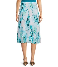 Calvin Klein Printed Chiffon Pleated A-Line Midi Skirt