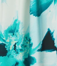 Calvin Klein Printed Georgette Crew Neck Short Sleeve Button Front Blouse