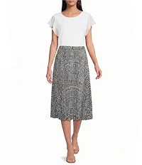 Calvin Klein Printed Georgette Pleated A-Line Midi Skirt