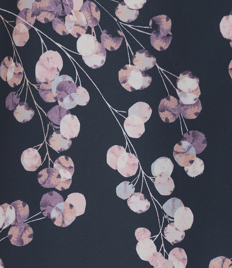 Calvin Klein Printed Georgette Point Collar Long Sleeve Ruffle Button Front Top