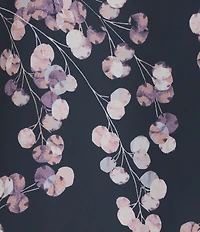 Calvin Klein Printed Georgette Point Collar Long Sleeve Ruffle Button Front Top