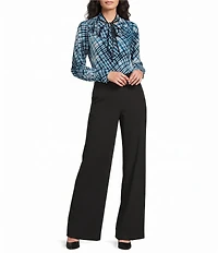 Calvin Klein Printed Georgette Tie Neck Long Sleeve Top
