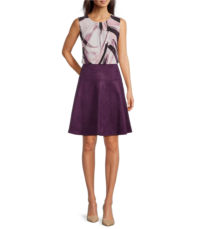 Calvin Klein Printed Sleeveless Pleat Neck Cami