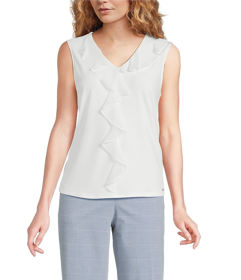 Calvin Klein Ruffle Front V-Neck Sleeveless Cami