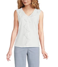 Calvin Klein Ruffle Front V-Neck Sleeveless Cami