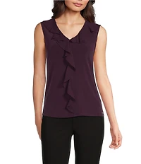 Calvin Klein Ruffle Front V-Neck Sleeveless Cami