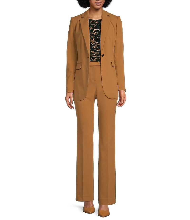 Calvin Klein Scuba Crepe Notch Lapel Long Sleeve 1-Button Blazer
