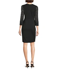 Calvin Klein Scuba Crepe Round Neck Long Sleeve Sheath Dress
