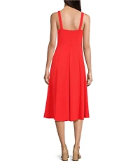 Calvin Klein Scuba Crepe Sleeveless Square Neck Midi Dress