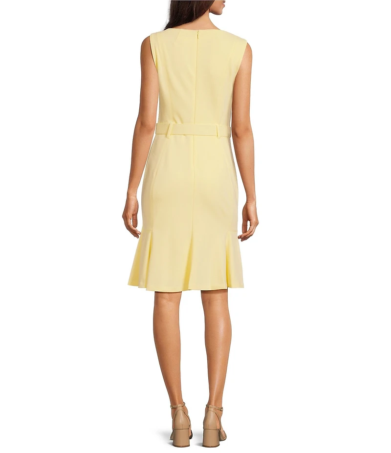 Calvin Klein Scuba Crepe Sleeveless V Neck Dress