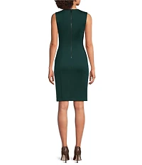 Calvin Klein Scuba Knit V Neck Sleeveless Knee Length Sheath Dress