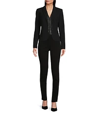 Calvin Klein Sequin V-Neck Shoulder Pleat Sleeveless Top