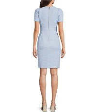Calvin Klein Short Sleeve Crew Neck Tweed Sheath Dress