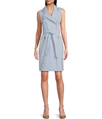 Calvin Klein Sleeveless Collar Neck Fitted Coat Jacket Dress