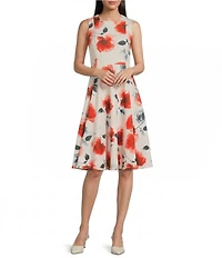 Calvin Klein Sleeveless Floral Print Knee Length Dress