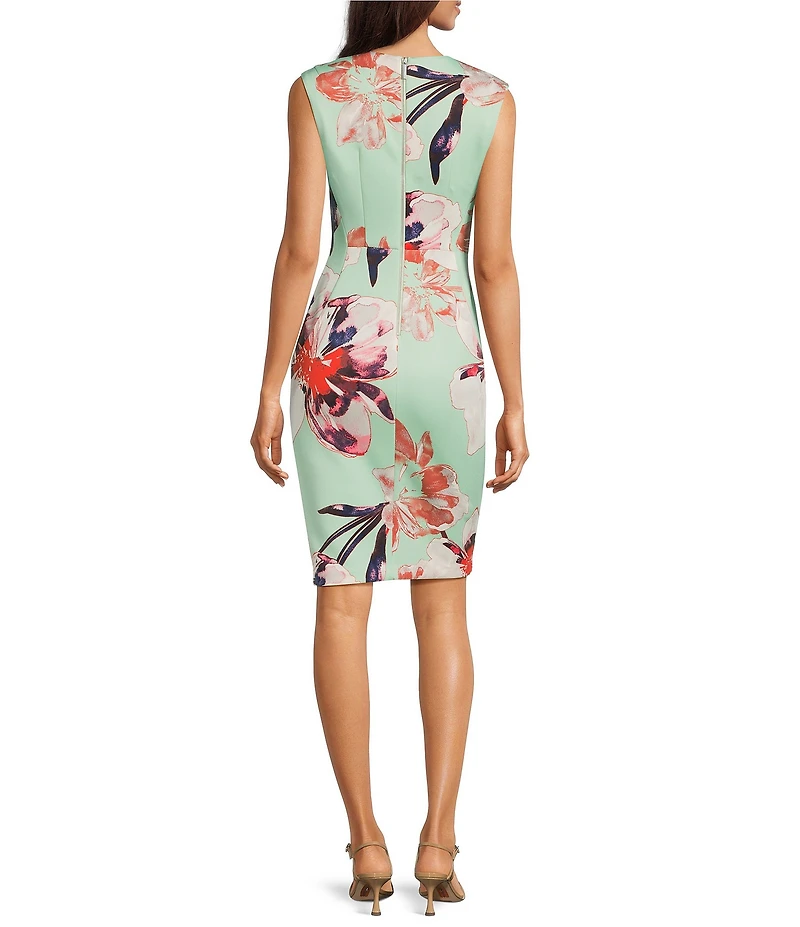 Calvin Klein Sleeveless Floral Print Sheath Dress