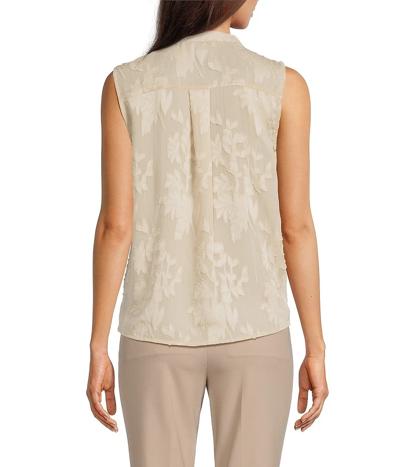 Calvin Klein Sleeveless Novelty Faux Wrap Blouse