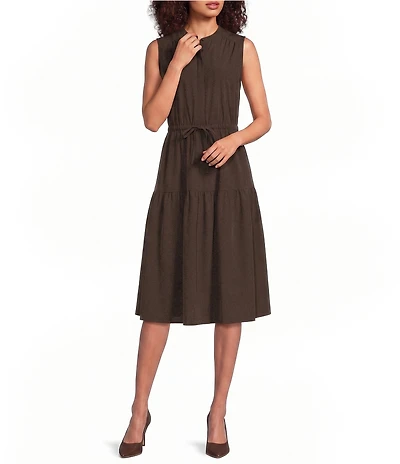 Calvin Klein Sleeveless Tiered Skirt A Line Midi Dress