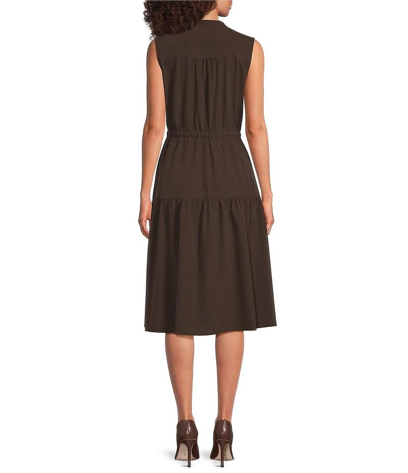 Calvin Klein Sleeveless Tiered Skirt A Line Midi Dress