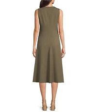 Calvin Klein Sleeveless V-Neck Gathered Side Tencel Midi Dress