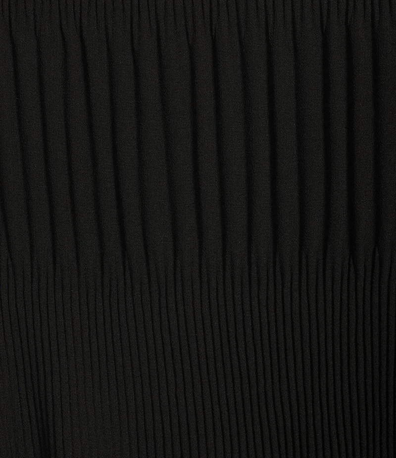 Calvin Klein Solid Chiffon Accordion Pleat Crew Neck Long Sleeve Top
