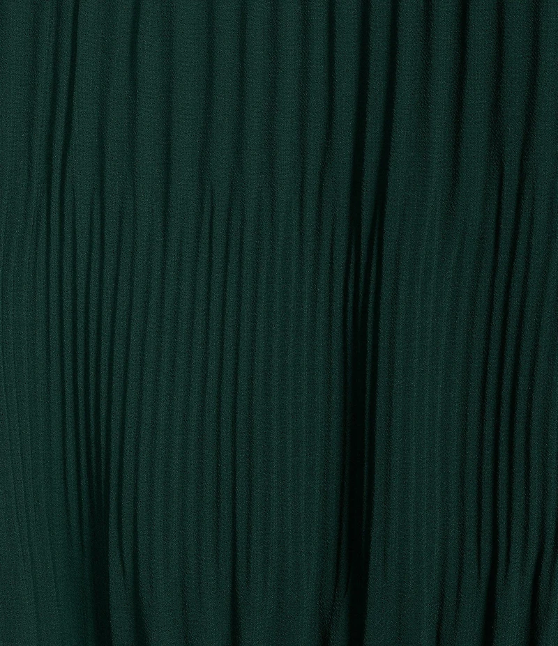 Calvin Klein Solid Chiffon Accordion Pleat Crew Neck Long Sleeve Top