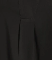 Calvin Klein Solid Crepe de Chine Split V-Neck Long Sleeve Blouse