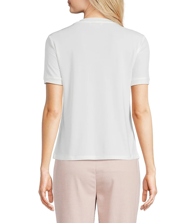 Calvin Klein Solid Knit Square Neck Short Sleeve Top
