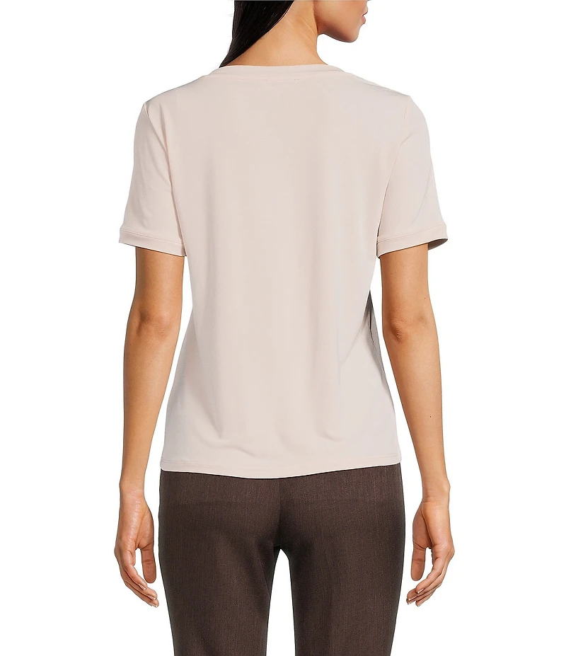 Calvin Klein Solid Knit Square Neck Short Sleeve Top