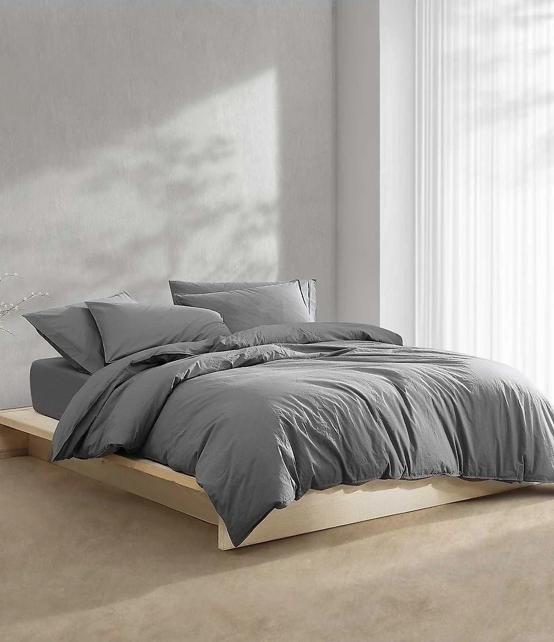 Calvin Klein Washed Percale Solid Duvet Cover Mini Set