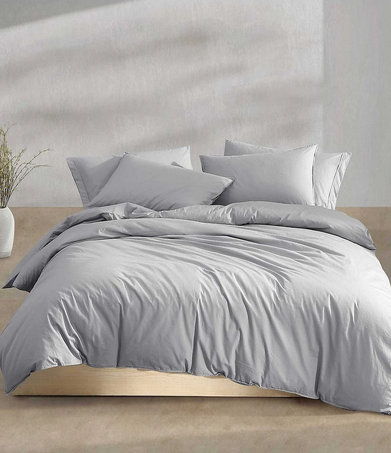 Calvin Klein Washed Percale Solid Duvet Cover Mini Set