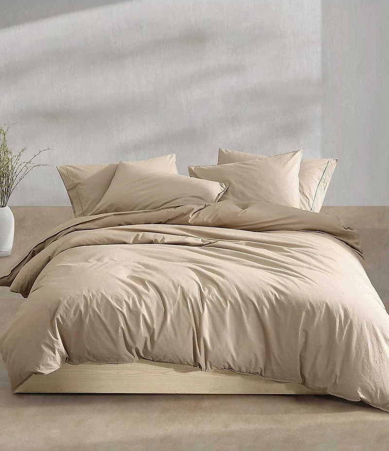 Calvin Klein Washed Percale Solid Duvet Cover Mini Set