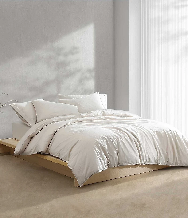 Calvin Klein Washed Percale Solid Duvet Cover Mini Set